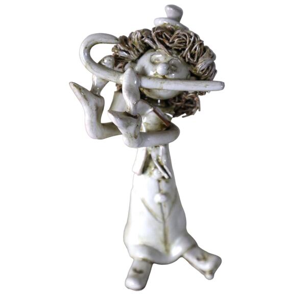 Vintage Dino Bencini Clown Figurine Vintage Italy Signed Spaghetti Hair A-25 - Picture 1 of 7